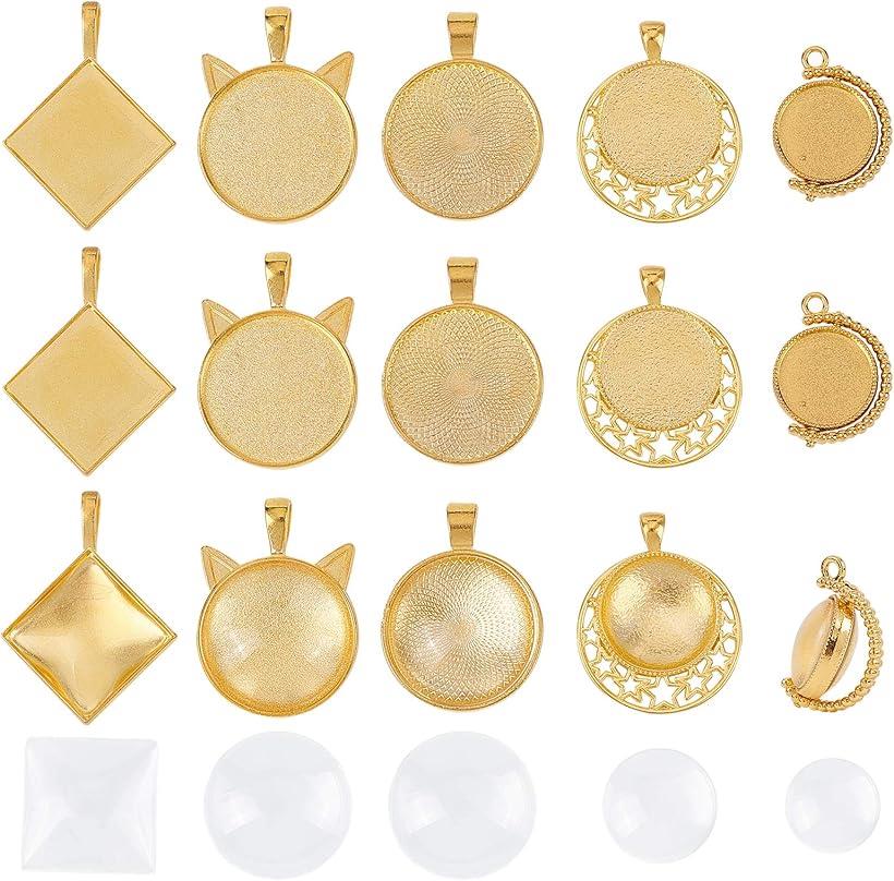 ミール皿 レジンフレーム 30個 5種 空枠パーツ 金古美 チャーム