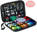 裁縫セット ソーイングセット 126ピース 糸22色 刺繍キット 収納ケース付き(赤、青、白、黒、緑、黄、紫、ピンク、オレンジ)