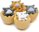 猫の置物 4匹セット インテリア 招き猫風 黄色い卵殻デザイン(スモール)