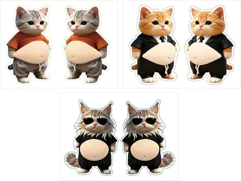 デブ猫 シール 3Dお腹 柔らかい ねこ ぷにぷに ステッカー デコレーション 癒しグッズ どこでも プレゼント (ブラウン) horiku-10323419 ホリック パッケージ画像