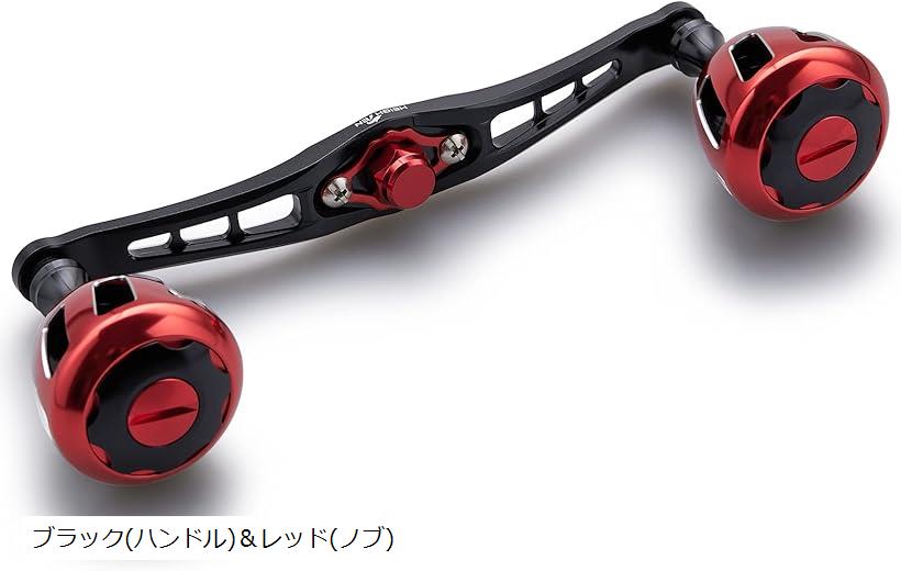 120mm リール ハンドル 32mmノブ搭載 シマノ ダイワ アブガルシア 通用 ベイトリール Wheel Series ブラック＆レッド 549 (ブラック(ハンドル)＆レッド(ノブ))