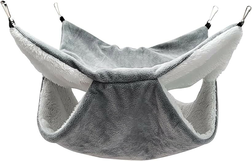 ハムスターハンモック小動物用ハンモック ペットベッド 寝袋鳥用ケージに掛ける 20x20cm グレー (グレー, (20x20cm))