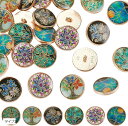 24個6種類 ボタン 花柄 木柄 装飾ボタン 合金&エナメル アクセサリー ブレスレット作り クラフト縫製ボタン 手芸材料 手作り 衣類用ボタン 帽子用ボタン 工芸品(タイプ2, 直径約20mm 厚さ約8mm)