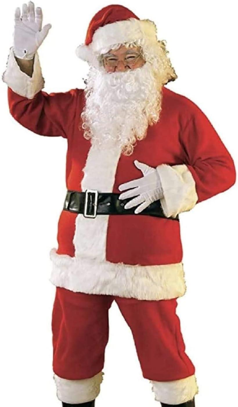 サンタクロース 衣装 コスチューム 厚手 コスプレ セット 選べる 子 供 が大喜び間違いなし 大人用 V13 厚手5点セット (レッド)