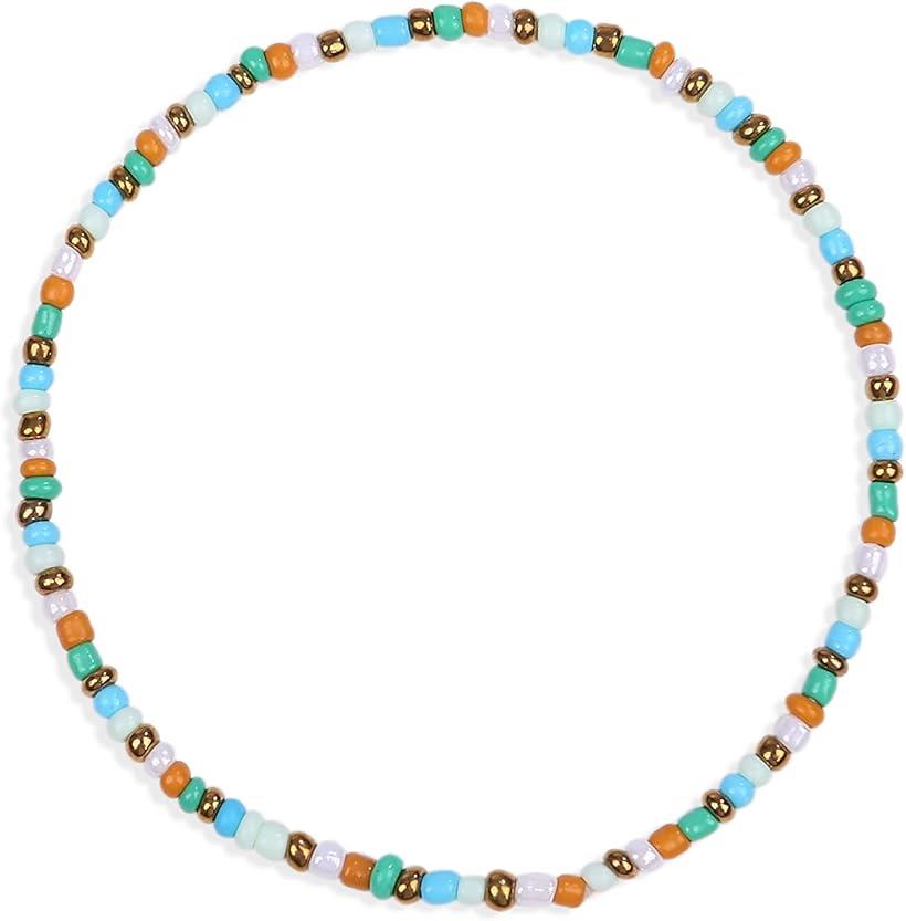 ブレスレット ビーズ メンズ ユニセックス 色鮮やか 伸縮性あり カラフル 淡い グリーン ホワイト ゴー..