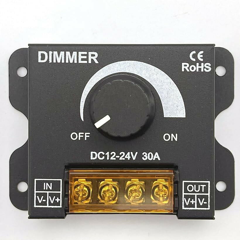 LED調光器 テープ コントローラー スイッチ DC12-24V 30A ディマースイッチ ボリューム式 無段階 フタ有り 1個 セット (1個)...