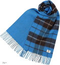 エレンシア カシミヤブレンド リバーシブル マフラー レディース メンズ UVカット98%以上 チェック 30x186cm 160g 全13色(ブルー)