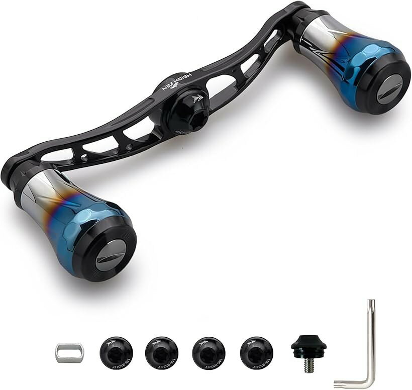 ベイト リール ハンドル 航空アルミ製 シマノ ダイワ アブガルシア 通用 ベイトリール Aurora 0026 (V2.0 - 90mm - ブラック)
