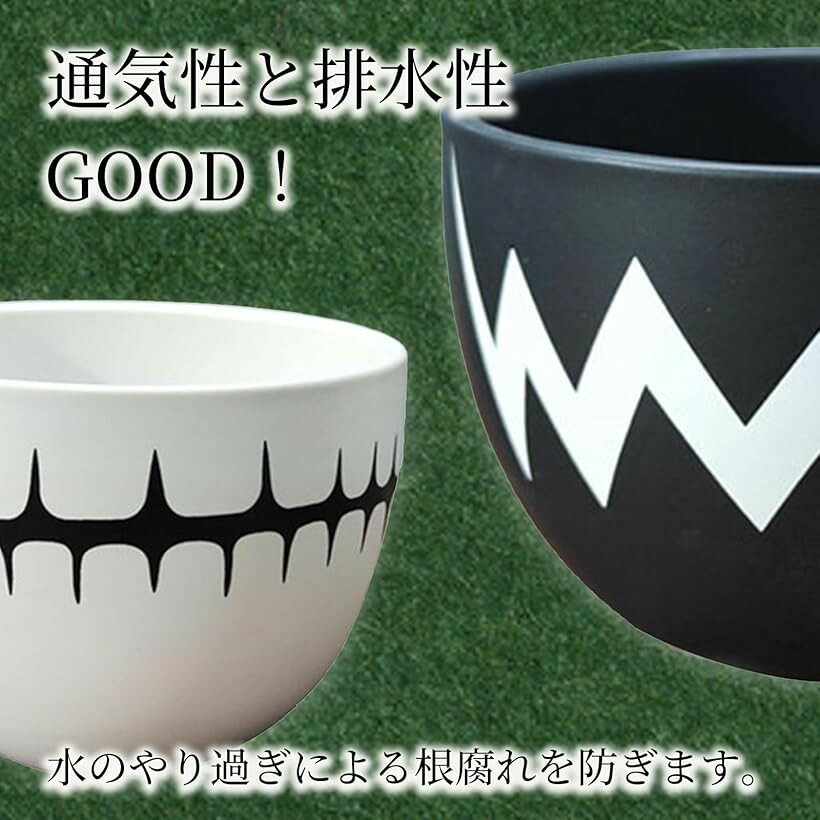 アガベ 鉢 陶磁鉢 塊根 陶器 4号 植木鉢 盆栽鉢 陶器鉢 塊茎植木鉢 モノクロ 丸型 ...