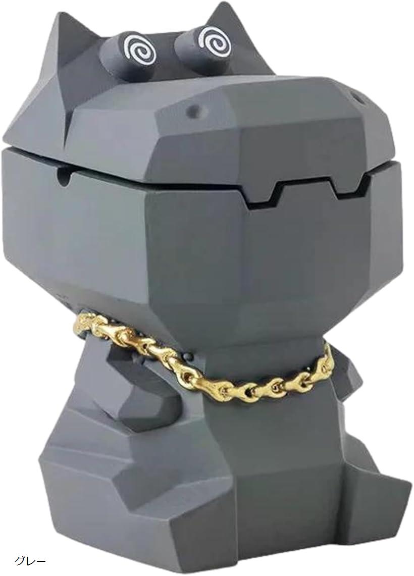 灰皿 卓上 蓋付き 大容量 かば型 面白い灰皿 (グレー)