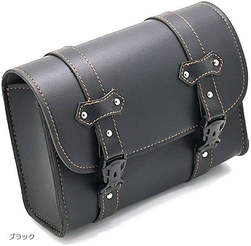 バイク サイドバック オートバイ ツールバック 防水 小物入れ 荷物入れ 収納バック PUレザー かっこいい ブラック (ブラック)(2)