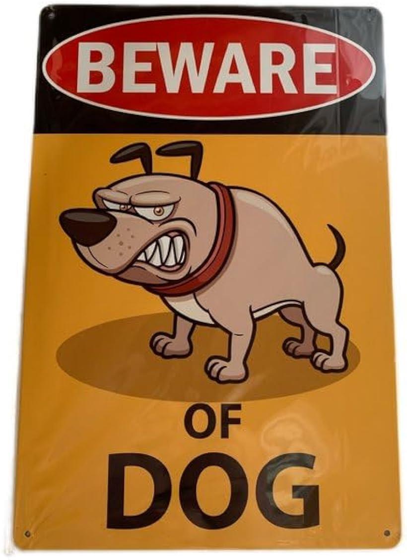 ブリキ看板 犬に注意 20cmx30cm アメリカ USA 番犬注意 猛犬注意 ペット持ち込み禁止 警告 サインボードのサムネイル