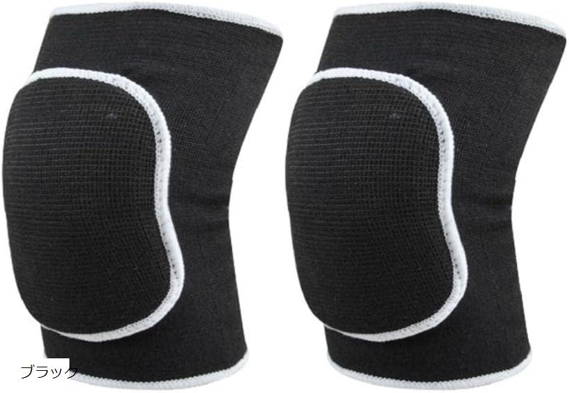 ひざあてパッド 作業用 ニーパッド 通気良好 伸縮 スポーツ ブラック (ブラック, One Size)
