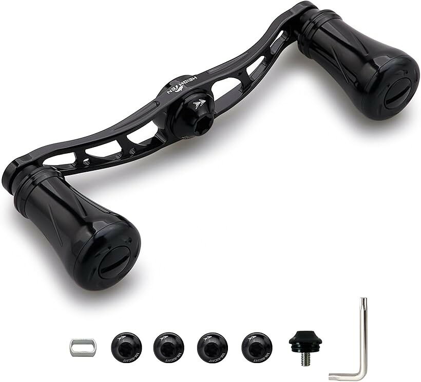バリエーションコード : 2b929nq3j6商品コード2b9w0lskcf商品名リール ハンドル 19mm ノブ搭載 シマノ SHIMANO ダイワ DAIWA アブ Abu 通用 ベイトリール 用 Arch Pillar Series 915ブランドHEIGHTENカラー90mm - ブラック「特徴」軸芯距離88mm/90mm航空アルミハンドル、19mm軽量ノブ搭載。「サイズ」ハンドル軸心距離88mm/90mm、ノブ直径19mm 「88mm総重」34.5g「90mm総重」30g「素材」70航空アルミ。「88mmハンドル付属」6角ワッシャー 6個(取付部4x7mm、5x8mm)、4x7mmセンターナット2個、5x8mmセンターナット2個、DAIWA STEEZセンターナット1個、レンチ1個。「90mmハンドル付属」転換スリーブ1個、4x7mmセンターナット2個、5x8mmセンターナット2個、DAIWA STEEZセンターナット1個、レンチ1個。「適応機種」取付部4x7mm、5x8mmのDAIWA， SHIMANO， ABU GARCIAのベイトリールに適用。※ 他ネットショップでも併売しているため、ご注文後に在庫切れとなる場合があります。予めご了承ください。※ 品薄または希少等の理由により、参考価格よりも高い価格で販売されている場合があります。ご注文の際には必ず販売価格をご確認ください。※ 沖縄県、離島または一部地域の場合、別途送料の負担をお願いする場合があります。予めご了承ください。※ お使いのモニタにより写真の色が実際の商品の色と異なる場合や、イメージに差異が生じることがあります。予めご了承ください。※ 商品の詳細（カラー・数量・サイズ 等）については、ページ内の商品説明をご確認のうえ、ご注文ください。※ モバイル版・スマホ版ページでは、お使いの端末によっては一部の情報が表示されないことがあります。すべての記載情報をご確認するには、PC版ページをご覧ください。