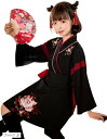 レディレイジー 大正ロマン 袴 セット ショート 巫女 浴衣 着物 漢服 コスプレ 帯付き 猫又 狐 ひざ上(ブラック, S)