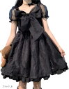 レディレイジー ロリータ ゴスロリ 半袖 シフォン ワンピース リボン ドレス コスプレ ひざ上 S ブラック (ブラック, S)