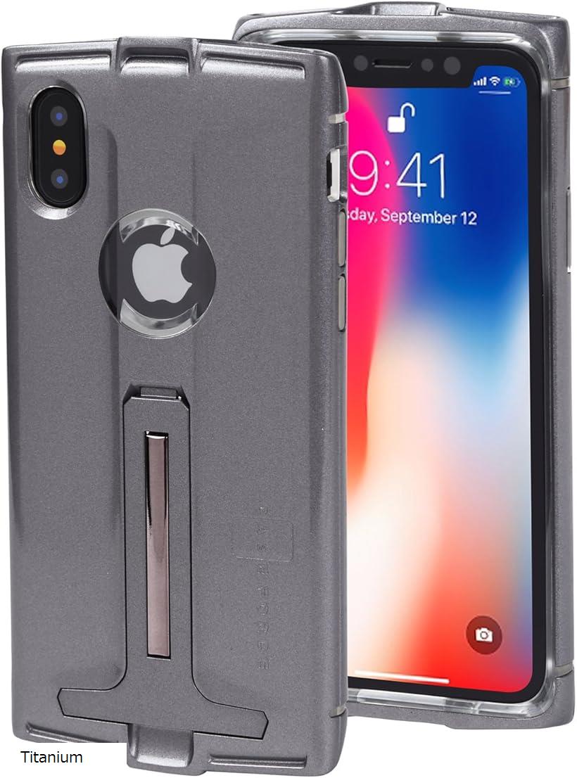 iPhone X/Xs ケース 耐衝撃 ワイヤレス充電対応 バンパー スタンド機能付 落下時の衝撃吸収 アイフォンX カバー スマホケース 衝撃に強い Thrust チタニウム Titanium (Titanium)