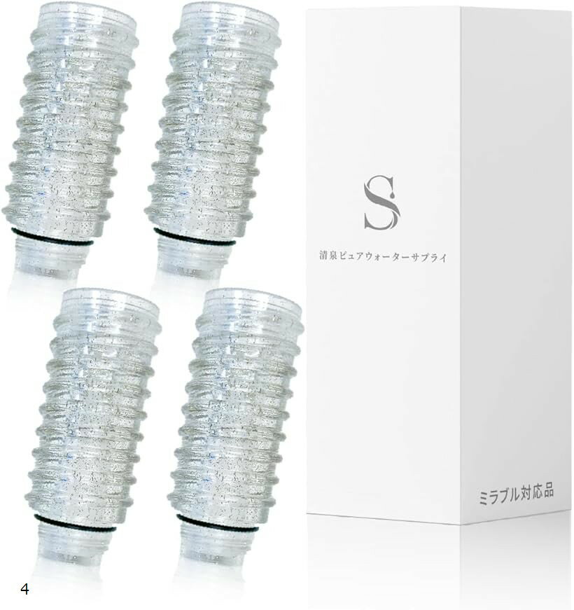 互換品 ミラブル対応 カートリッジ シャワーヘッド用 浄水カートリッジ ミラブルプラスのトルネードスティックに対応 塩素除去 4本セット (透明)