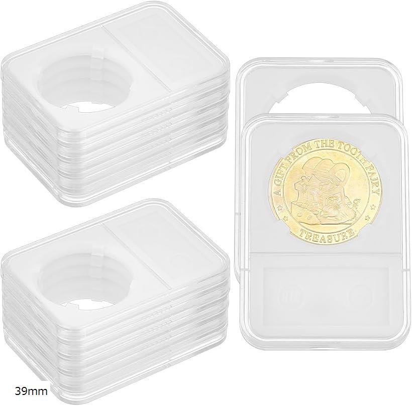 【楽天ランキング1位入賞】12個 記念硬貨 ケース 39mm プラスチック コインケース ディスプレイ 収納 コイン収納 コインホルダー コレクター用 コレクション用品 クリア ホワイト (39mm)