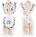 レディレイジー セクシー 牛 メイド コスプレ 下着 ランジェリー 牛柄 耳付き 白 ホワイト(ホワイト, Free Size)
