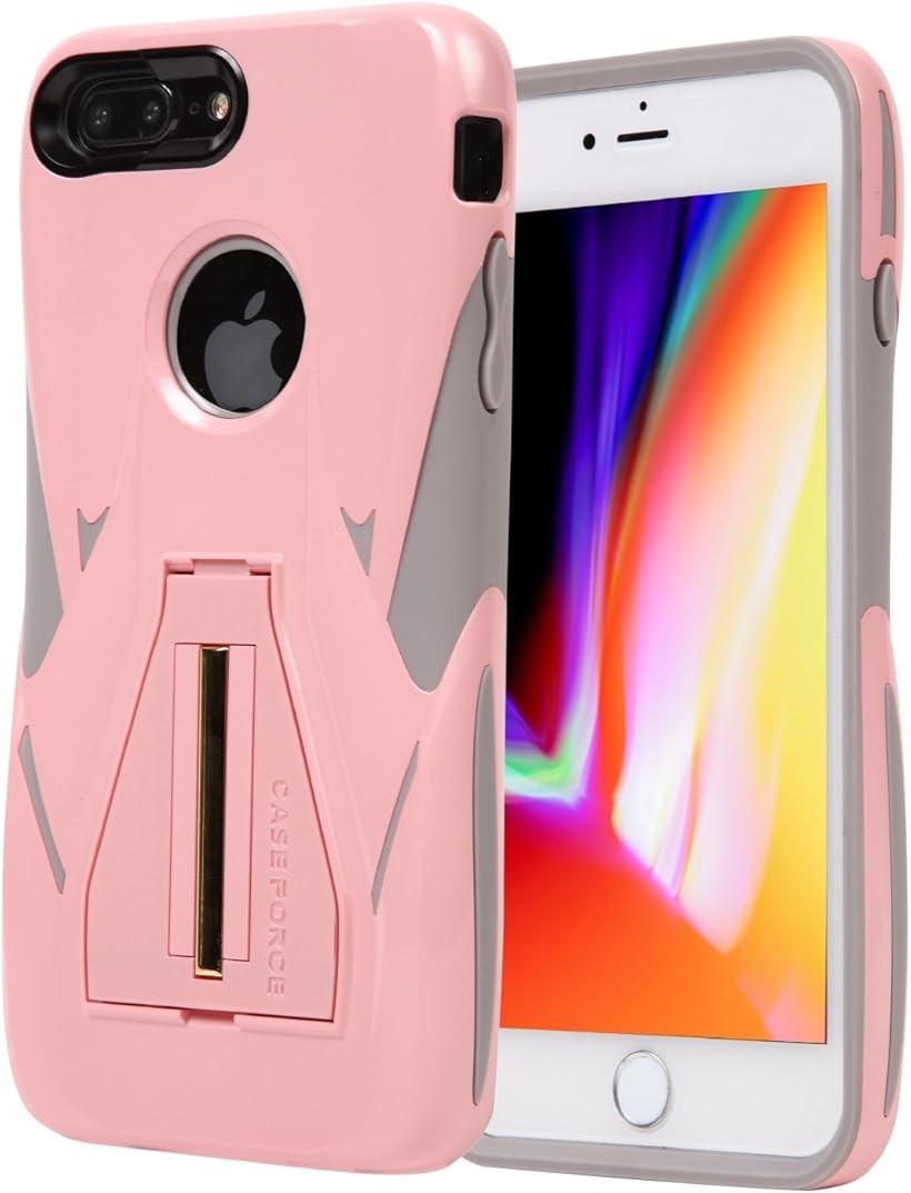 iPhone7Plus iPhone8 ケース 耐衝撃 カバー 落下 衝撃に強い 落下時にアイフォンをがっちりガード スタンド機能付き 衝撃吸収バンパー 充電対応 Velocity (ピンク, iPhone7Plus / 8Plus)