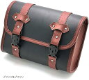 バイク サイドバック オートバイ ツールバック 防水 小物入れ 荷物入れ 収納バック PUレザー かっこいい(ブラック&ブラウン)