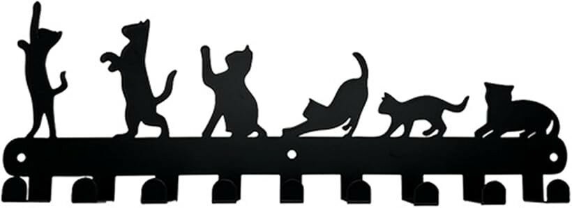 Daily Necessities - 猫 ウォールフック キーフック 鍵置き 鍵掛け 玄関 壁掛け 小物 収納 単品 (ブラック)