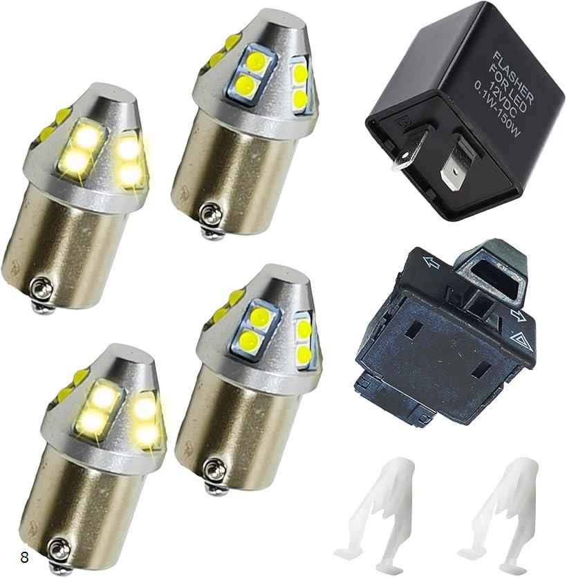 LED ウインカー イエロー ウインカーリレー ハザード機能 付き ウインカースイッチ カウルクリップ PCX125 JF28 PCX150 KF12 8個 セット