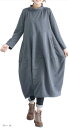 ゆったりワンピース 部屋着 レディース コクーン ハイネック ミモレ丈 冬 秋冬 服(グレー, XL)