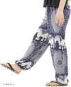OKI オキ アジアンパンツ サルエルパンツ アラジンパンツ メンズ レディース ユニセックス エスニック ロングパンツ(ゾウCネイビー)