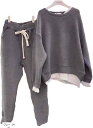 ニブンノイチプラス 裏 起毛 セット アップ スウェット ジャージ トレーナー 上下 レディース グレー M (グレー, M)