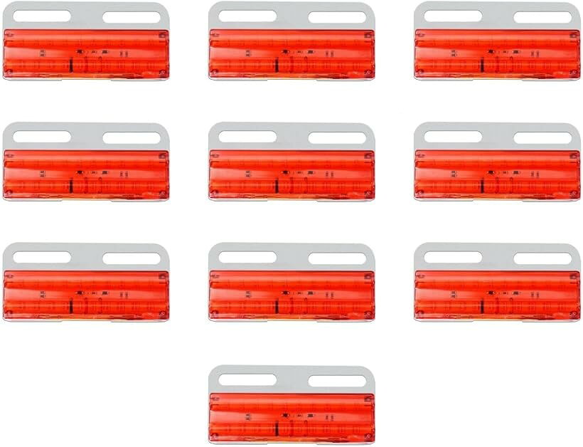 サイドマーカー LED トラック用 10個セット マーカーランプ 12V サイドランプ 汎用 角型 ダンプ トレーラー 作業灯 車幅灯 ドレスアップ デコトラ 防水 高輝度 (レッド)