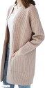 カーディガン ロング丈 ニット アウター 長袖 ロングカーディガン ニットカーディガン(ベージュ, XL)(4)