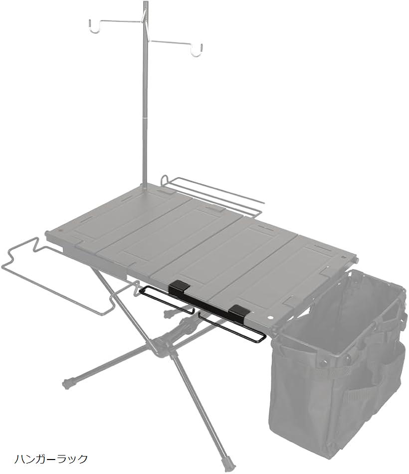 アウトドア キャンプ テーブル アルミ ロールテーブル ランタンハンガー付き 折りたたみ式 ランタンポール付属 ハイキング BBQテーブル コンパクト 超軽量 熱・水に強い 組立簡単 多種類のパーツを自由に組み合わせ (ブラック)