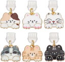 6個 コネクタカバー Type-C キャップ USB チャーム 可愛い猫 PVCキャップ カラフル かわいい 防塵プラグ 携帯Type C充電穴キャップ ペンダント 保護 防塵カバー スマートフォン用