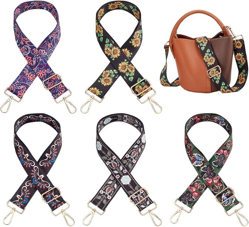 5本 ショルダーストラップ ショルダーベルト 長さ調節可能 ショルダーバッグ用 幅広 太め 交換ベルト バッグベルト おしゃれ 花柄 肩紐 73～132x3.8cm(花柄)