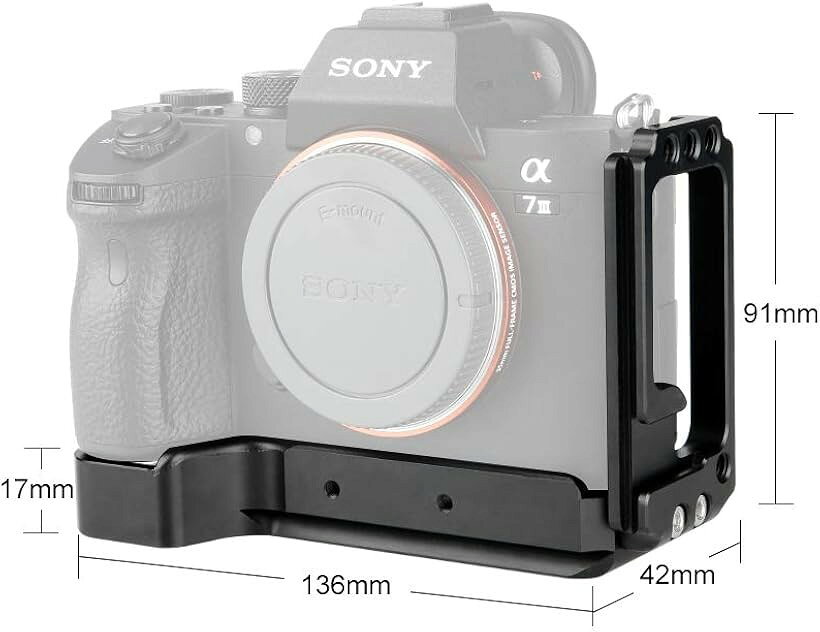 【楽天ランキング1位入賞】For Sony A7 / A7III A7M3 A7RIII A9専用ケージ L-ブラケットキット L形プレート カメラブラケット L字型フリープレート カメラ多機能板 拡張カメラケージ 横縦撮影用 (ブラック) 画像2