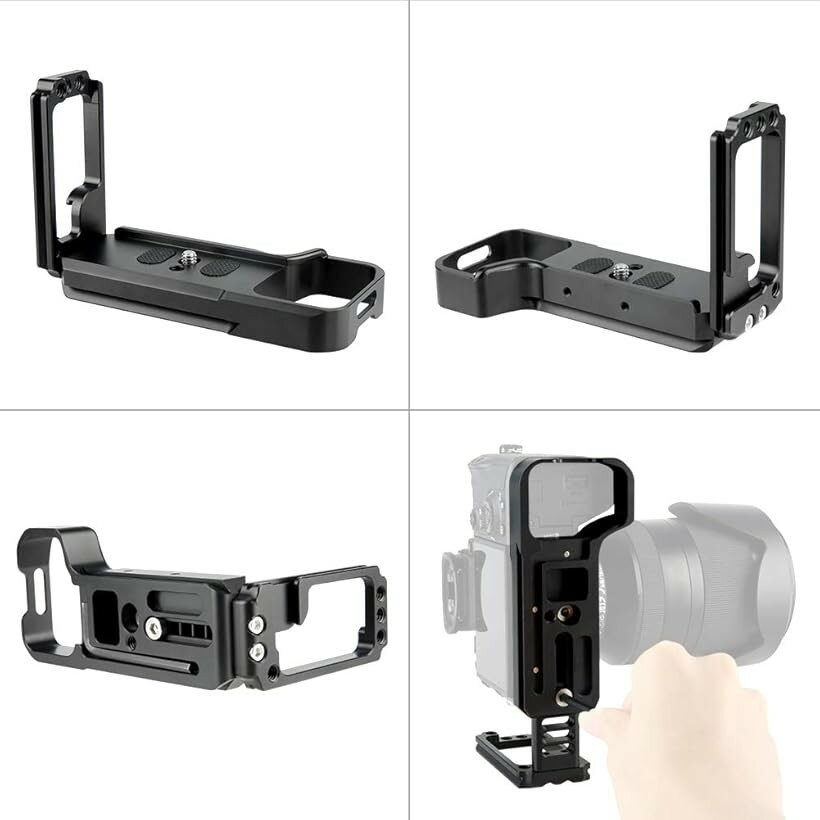 【楽天ランキング1位入賞】For Sony A7 / A7III A7M3 A7RIII A9専用ケージ L-ブラケットキット L形プレート カメラブラケット L字型フリープレート カメラ多機能板 拡張カメラケージ 横縦撮影用 (ブラック) 画像3