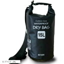 ドライバッグ 防水バッグ 防水ポーチ付 ドラム型 新素材 防塵(1) ブラック, 15L)
