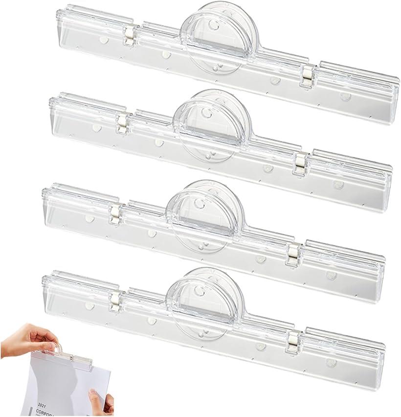 マグネットクリップ 強力 マグネットバー 磁石 ホルダー 冷蔵庫 ホワイトボード キッチン 会議 授業 クリア x 4個セット (クリア, 20 x 2.5cm)