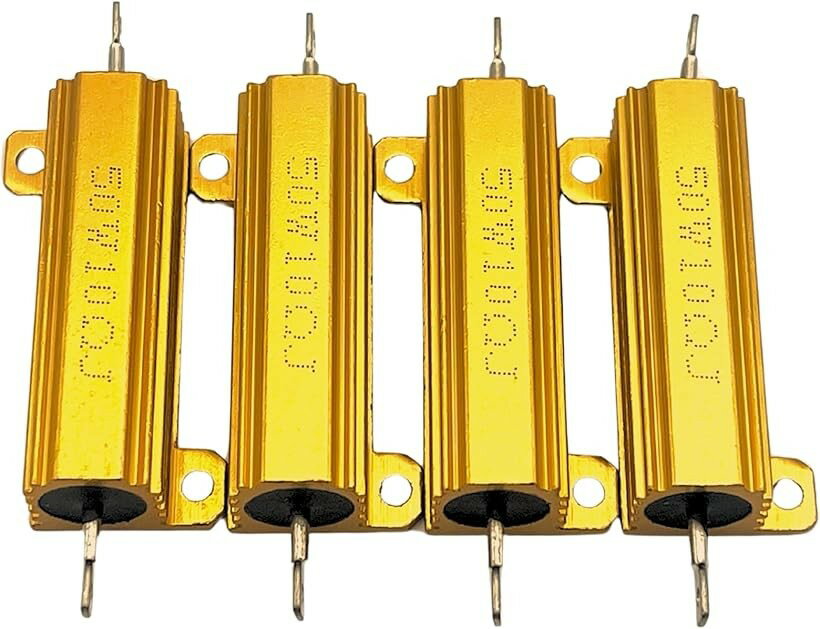 メタルクラッド抵抗 50W 巻線 抵抗器 ネジ穴付き 真空管アンプ ダミーロード ハイフラ防止 LED アルミニウム 4個 (50W｜10Ω) horiku-10171052 ホリック パッケージ画像