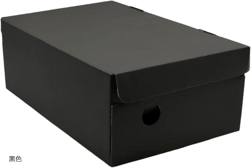シューズボックス ダンボール レディース用 蓋つき 靴収納 1足用 5枚セット 箱 黒色 (黒色)
