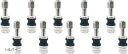汎用 アルミ エアバルブ TR43E 10個セット ツバ径14 全長45mm タイヤバルブ インサイドバルブ バルブキャップ(シルバー)