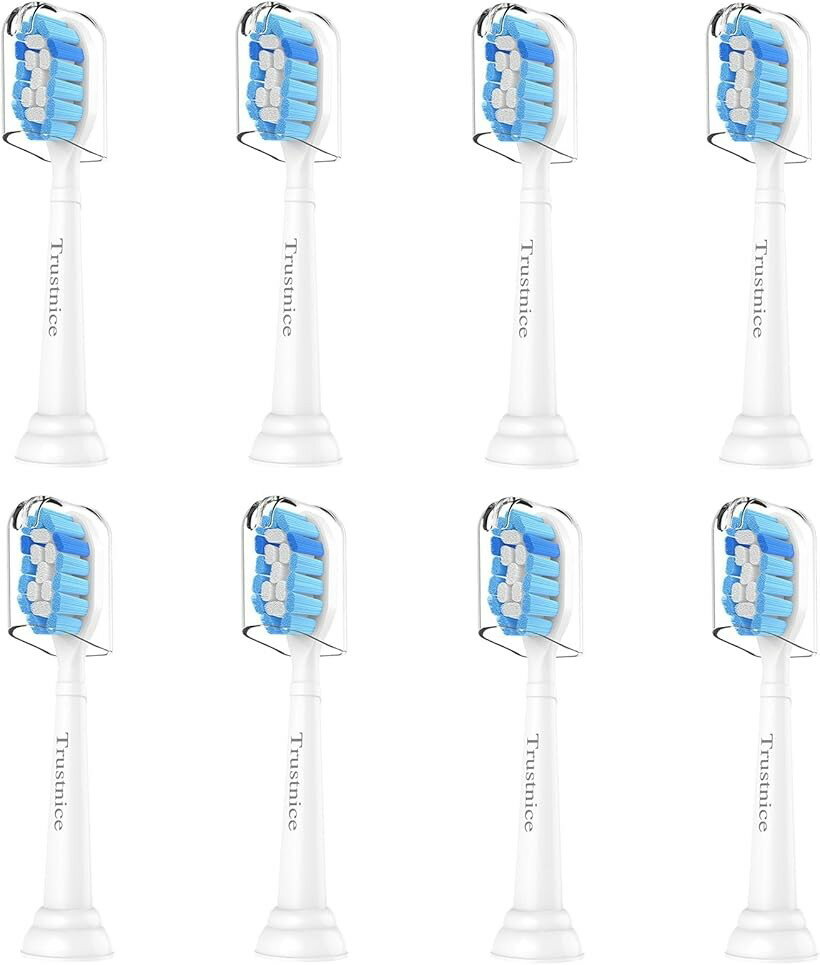 互換品 フィリップス ソニッケアー 用 替えブラシ ふぃりぷす 電動歯ブラシ 対応 ダイヤモンドクリーン プロテクティブクリーン やわらかい毛先 研磨加工 (ホワイト 8本, 標準)