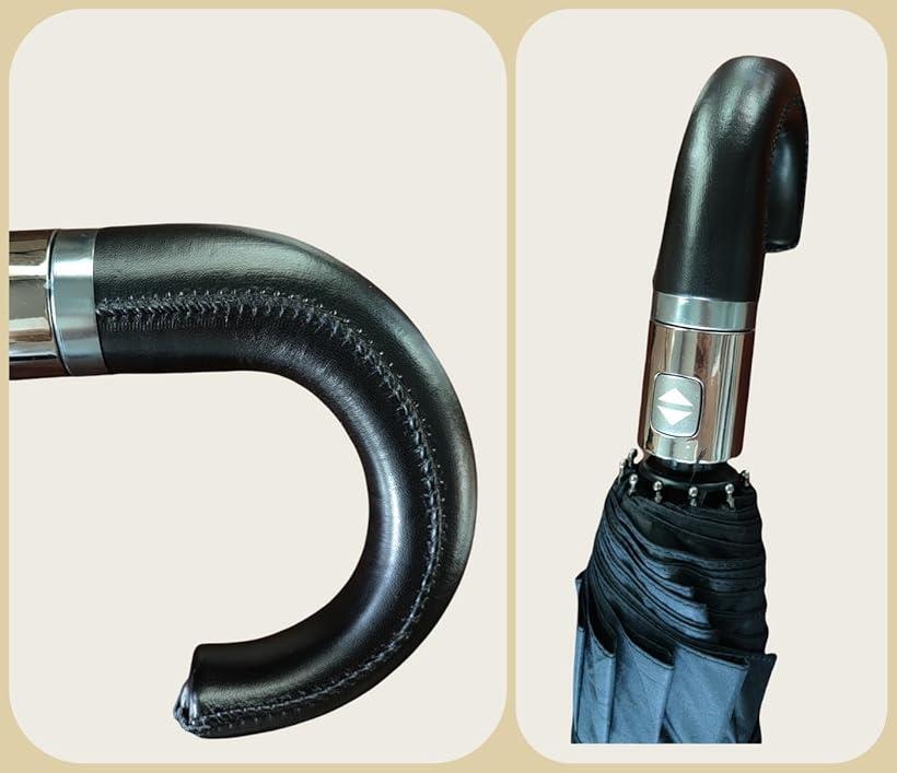 折りたたみ傘 ワンタッチ自動開閉 日傘 メンズ 折畳み 雨傘 10本骨 晴雨兼用 紳士 折りたたみ日傘 防風傘 大きいサイズ 折れない 折り畳み 持運び コンパクト J型ハンドル 強風に強い 濡れない傘 紳士傘(ブラック, L)