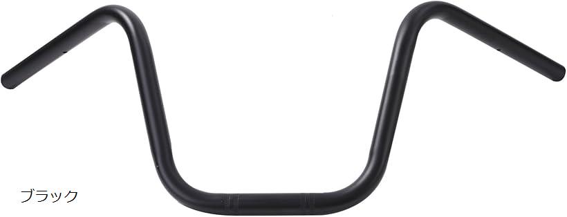 バイク 用 ハンドルバー アップ 1インチ 25.4mm スチール シャドウ レブル250 レブル500 イントルーダー 等 汎用 社外品 カスタムパーツ(ブラック)