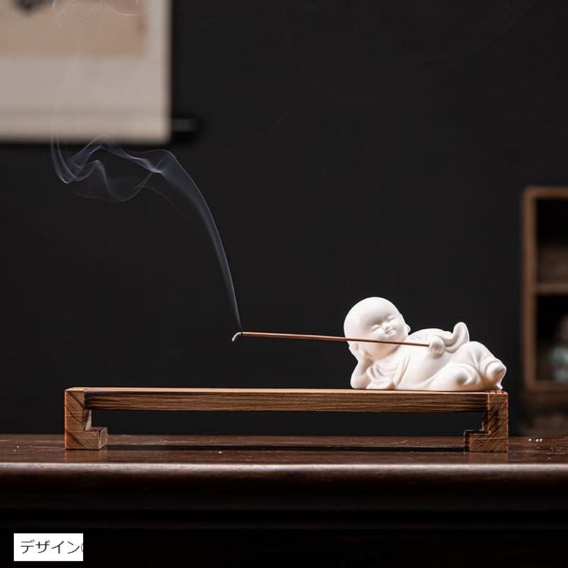お香立て 可愛い 線香立て おしゃれ かわいい 仏像 インセンスホルダー お洒落 陶器 木 香炉 仏壇用 線香炉 お香置き 線香皿 お香ホルダー 受け皿付き 灰がこぼれない インテリア雑貨 風水 デザイン 2(ホワイト, ---)