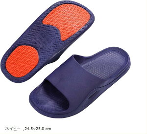 日本上陸 高耐久 強力グリップアシストサンダル 妊婦 シニア スリッパ メンズ 介護施設でも採用 滑り止め国際規格 ISO13287試験クリア(ネイビー, 24.5~25.0 cm)