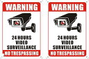 アメリカン雑貨 防犯カメラ プレート ブリキ看板 バイクガレージ ステッカー 2枚セット(監視(1)赤)