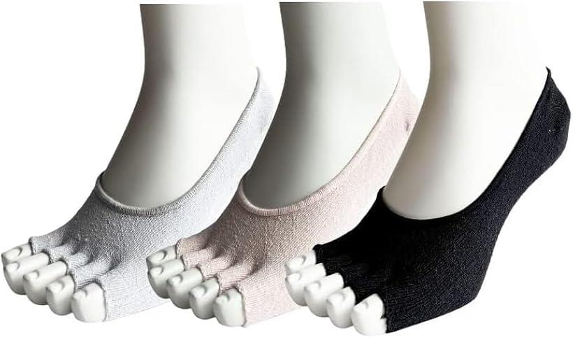 シルク フットカバー レディース 脱げない 浅履き 5本指ソックス サンダル 指先なし 夏 トゥレス パン..